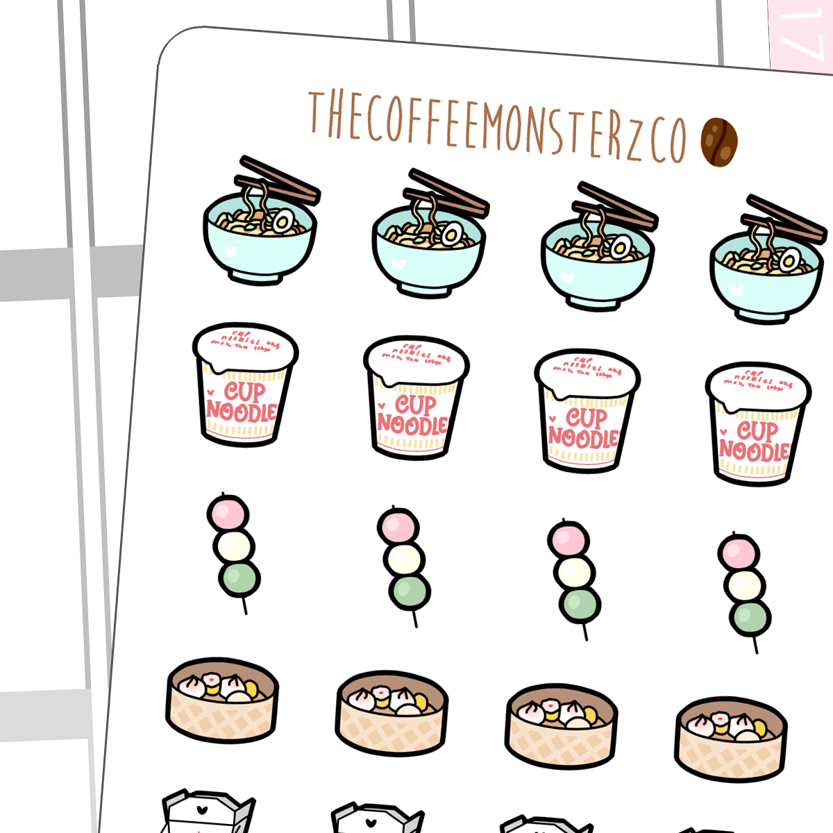 asian food doodles part 2, TheCoffeeMonsterzCo