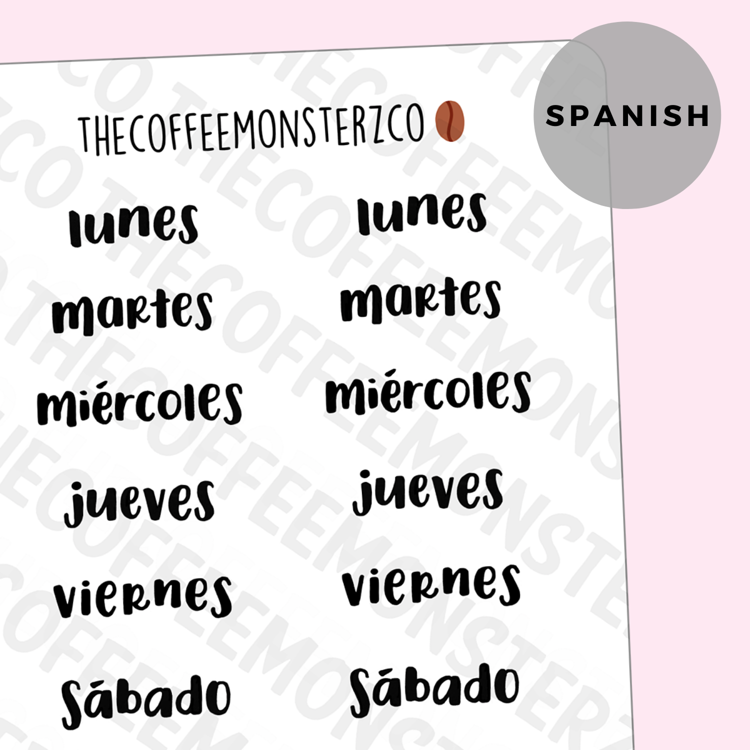 Helen's Lettering: Spanish Days Of The Week