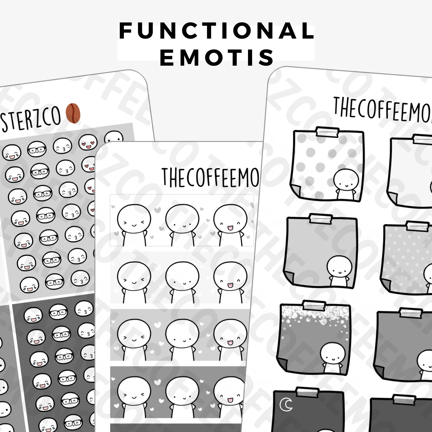 A Gloomy Day Emotis Functional Stickers (FINAL STOCK)