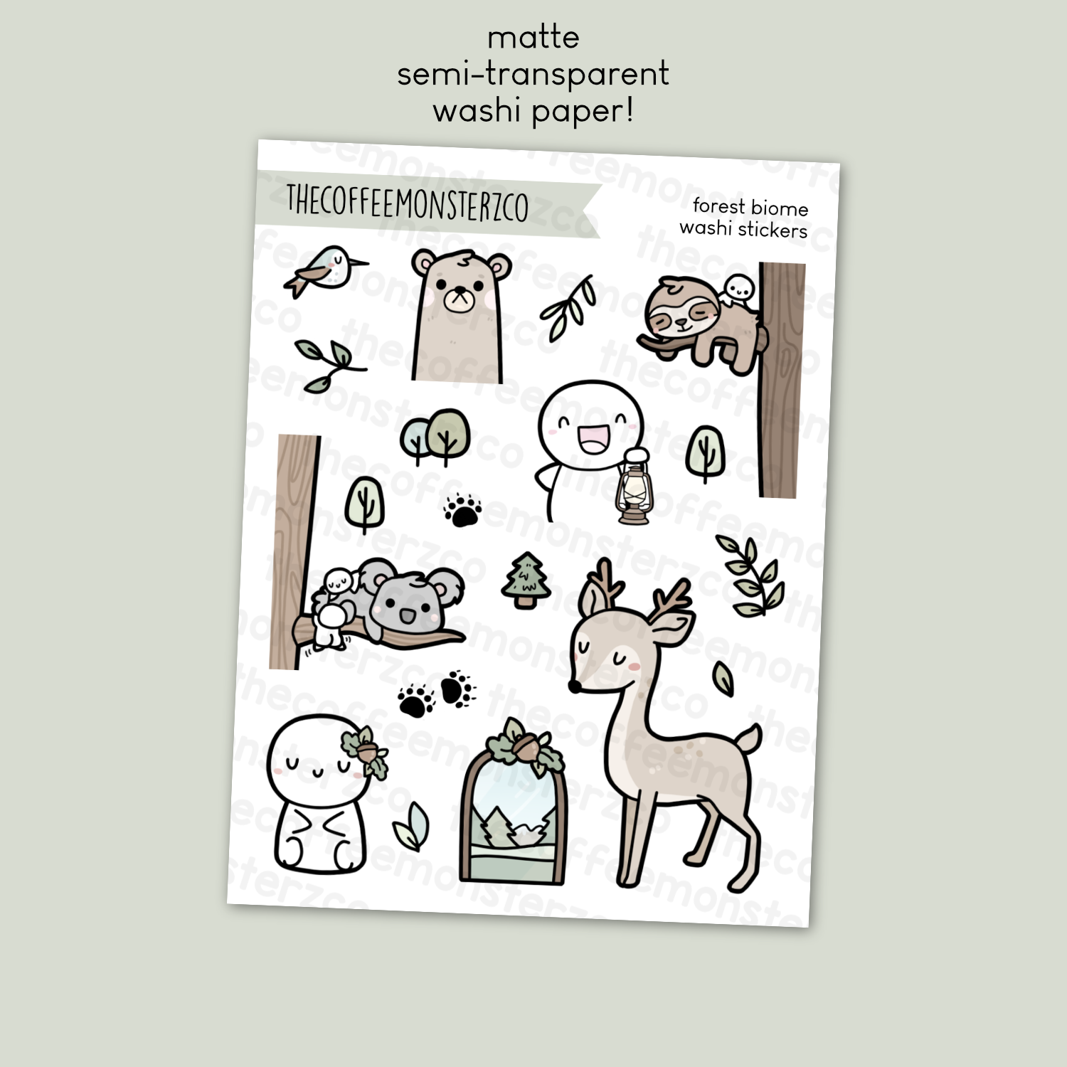 The Four Biomes Large Doodle Washi Stickers