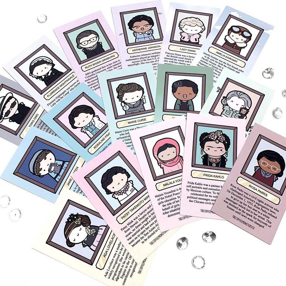 Influential Women Information Card Set - TheCoffeeMonsterzCo