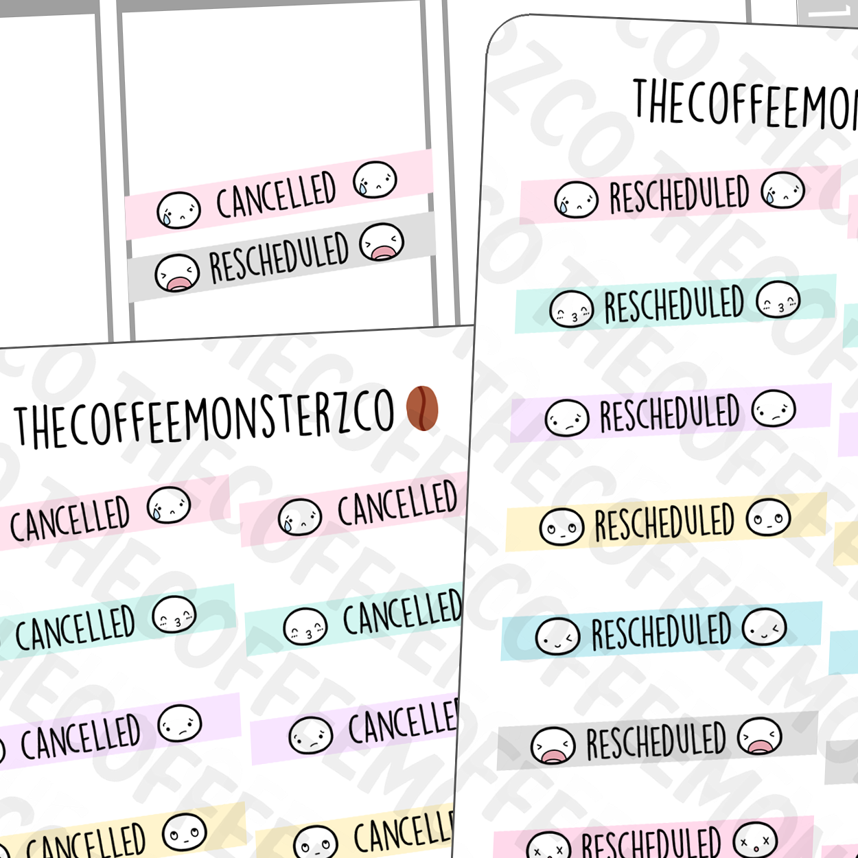 Cancelled Rescheduled Emotis - TheCoffeeMonsterzCo