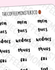 Helen's Lettering: Bold Abbreviated Days of the Week - TheCoffeeMonsterzCo