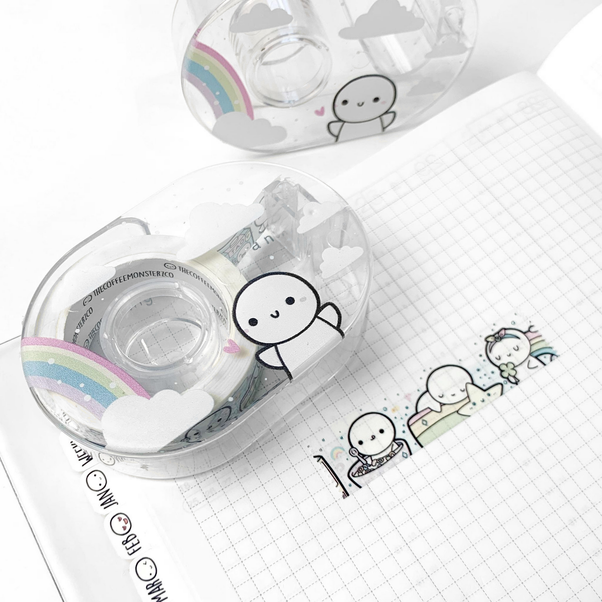 Misfit Rainbow Emoti - Plastic Washi Dispenser (1 per customer)