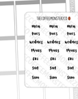Helen's Lettering: Bold Abbreviated Days of the Week - TheCoffeeMonsterzCo