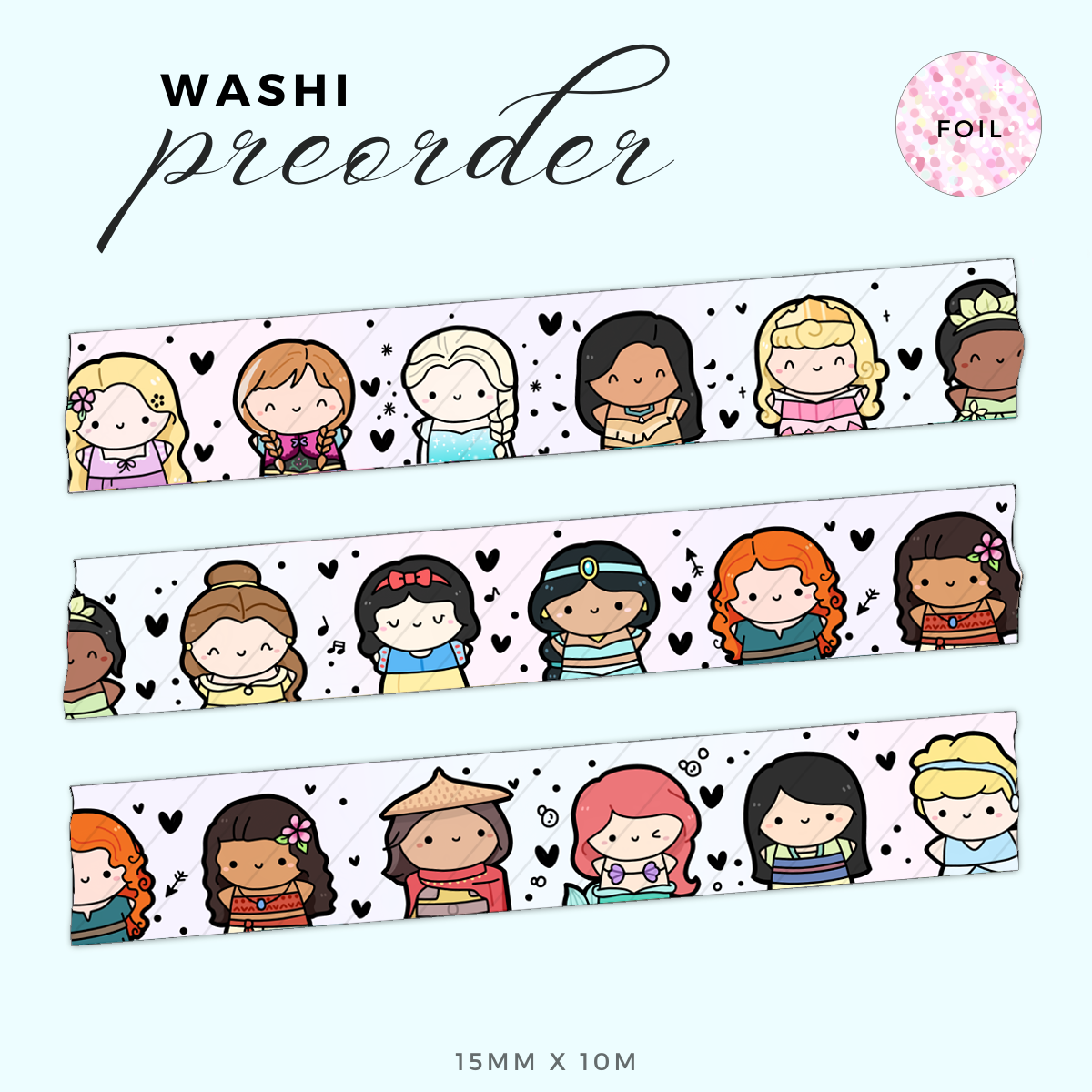 Princess Party 2.0 Washi Tape - 15mm (1 per customer)