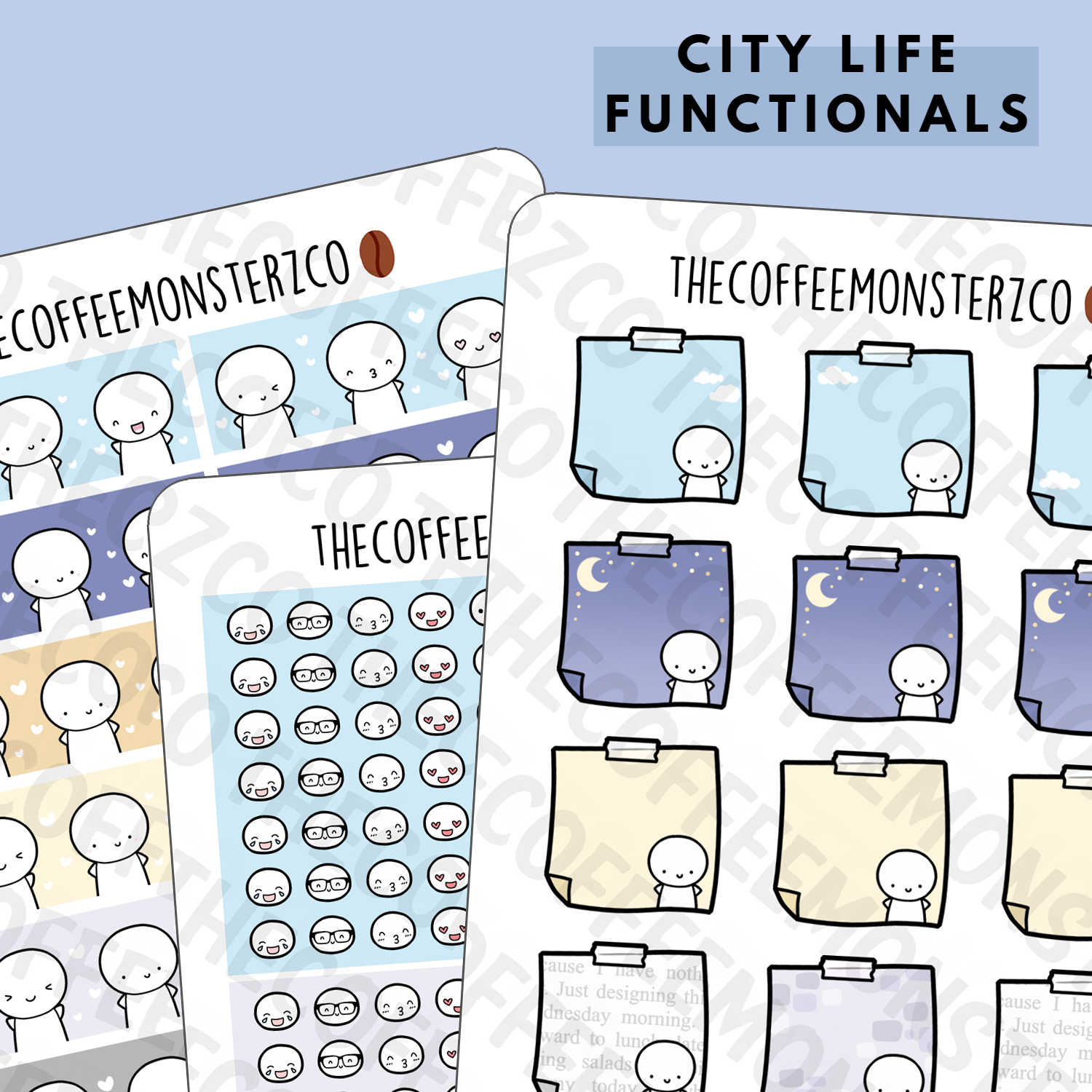 City Life Emoti Functional Stickers - TheCoffeeMonsterzCo