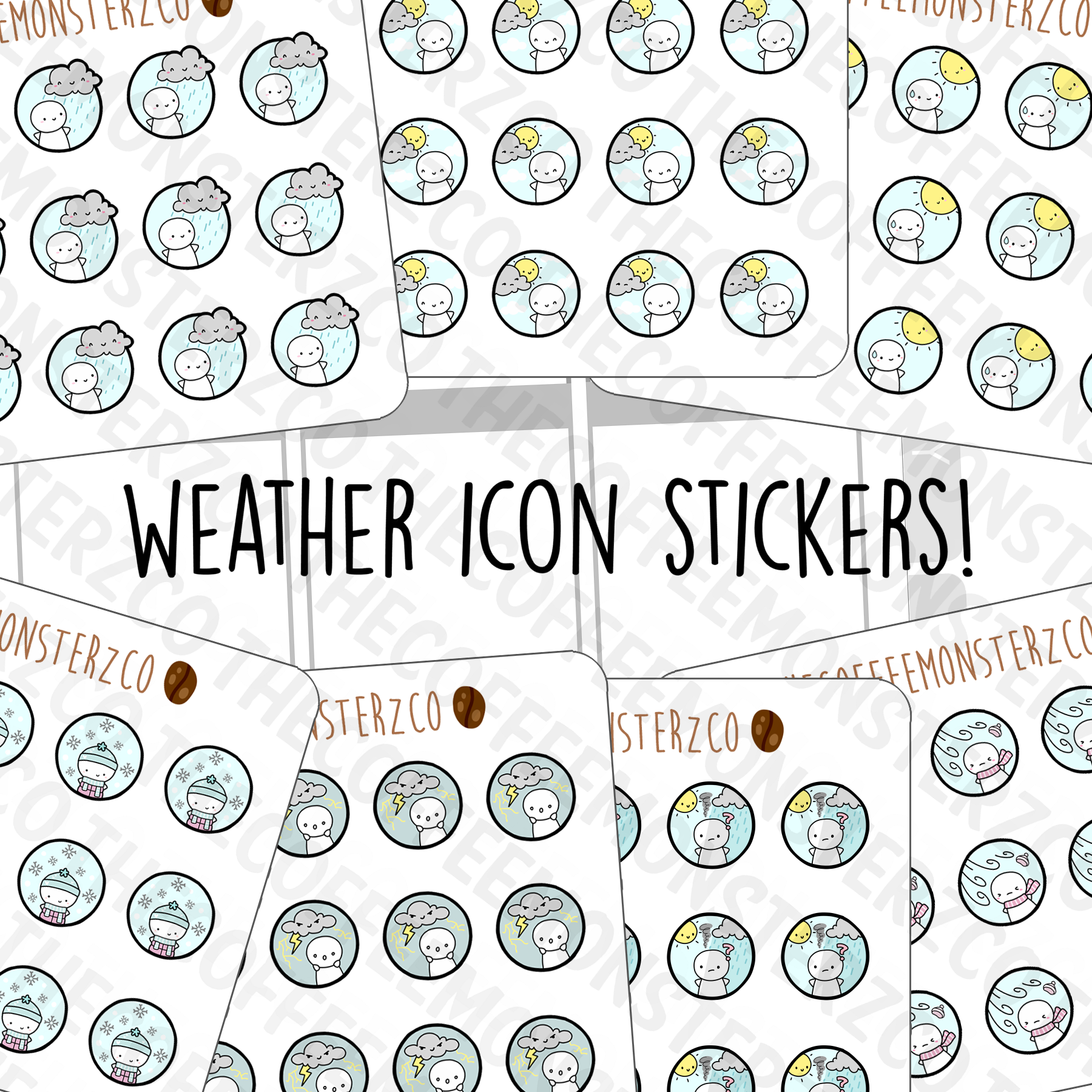 Emoti Single Weather Icon Mini Sheets, TheCoffeeMonsterzCo