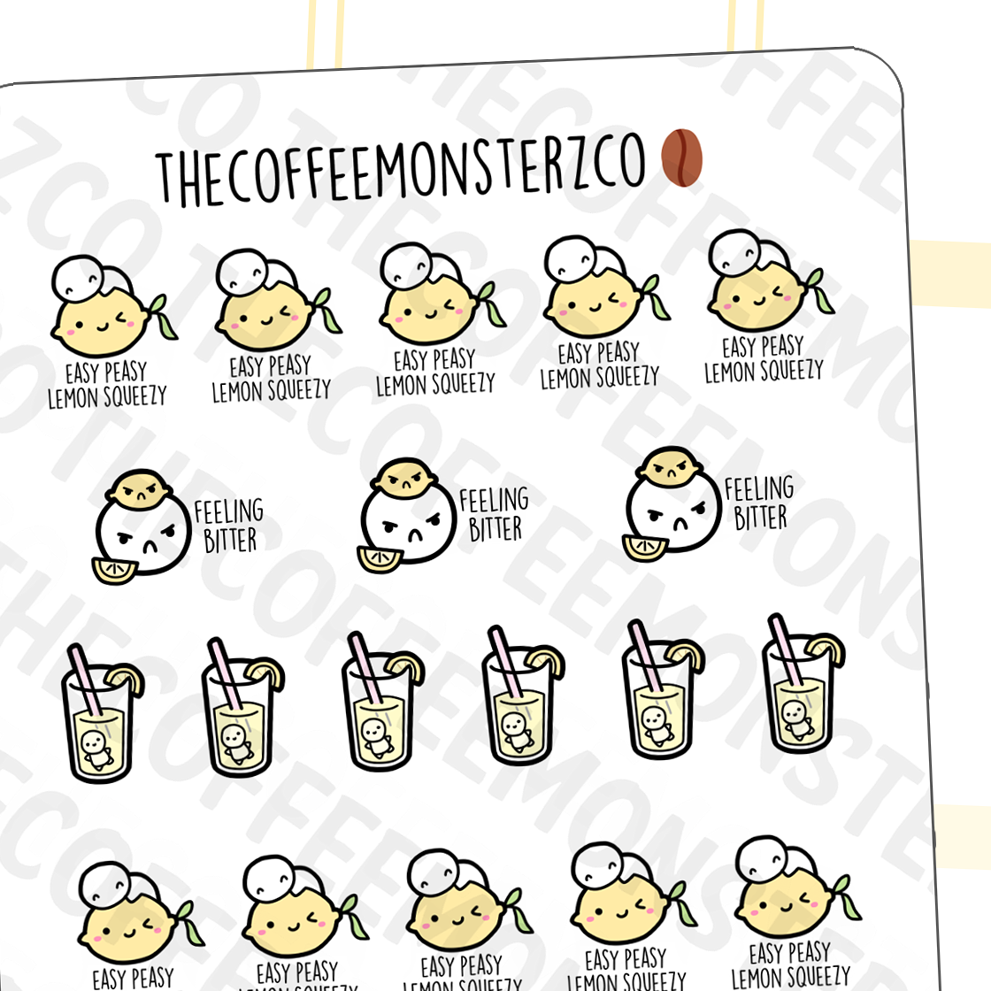 Lemon Doodle Stickers - TheCoffeeMonsterzCo