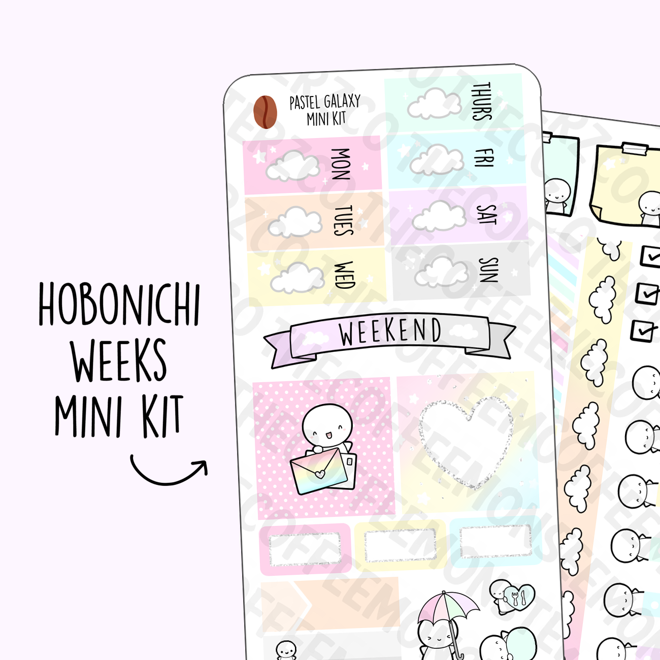 Pastel Galaxy Hobonichi Weeks Kit, TheCoffeeMonsterzCo