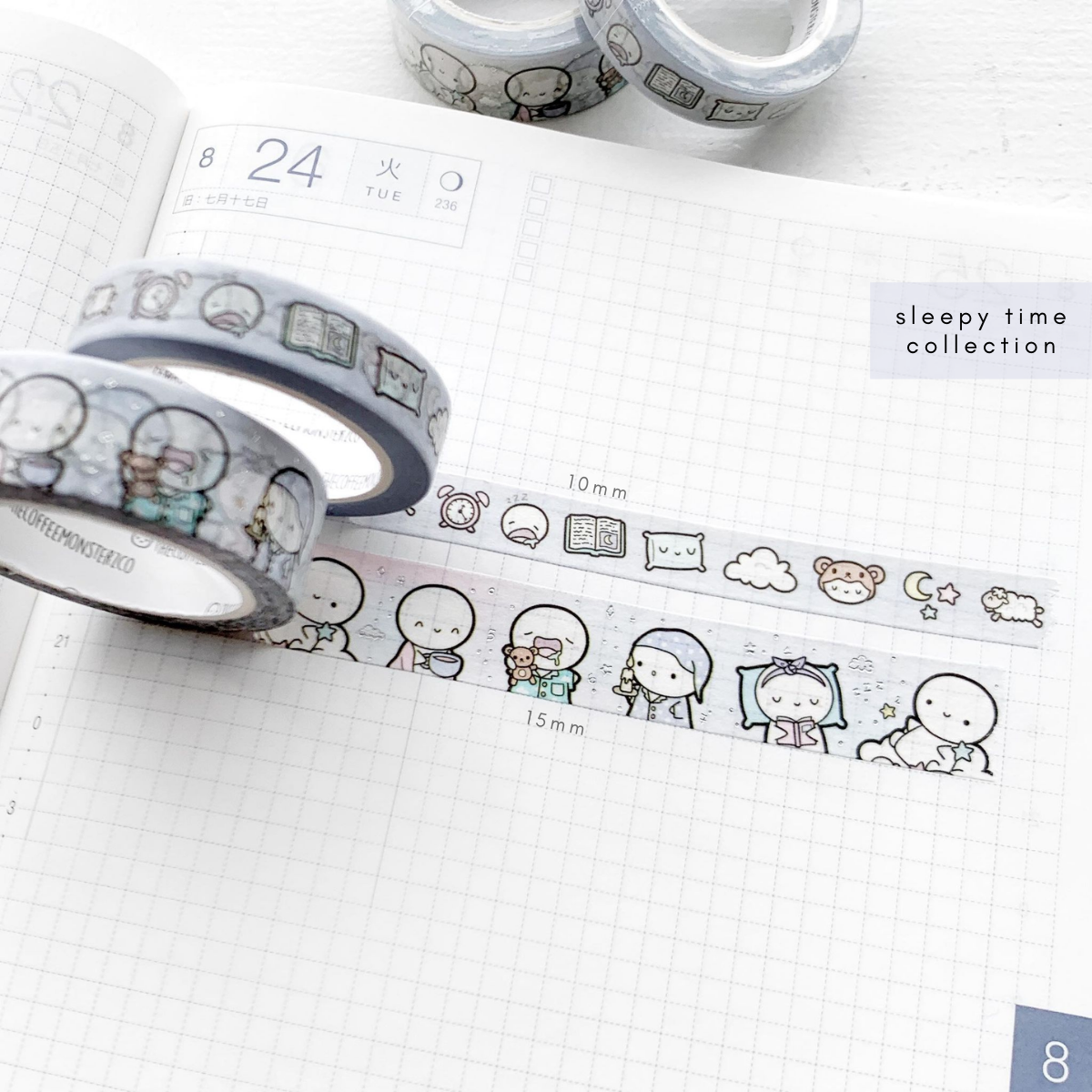 Sleep Time Emotis Washi Tape - 15mm