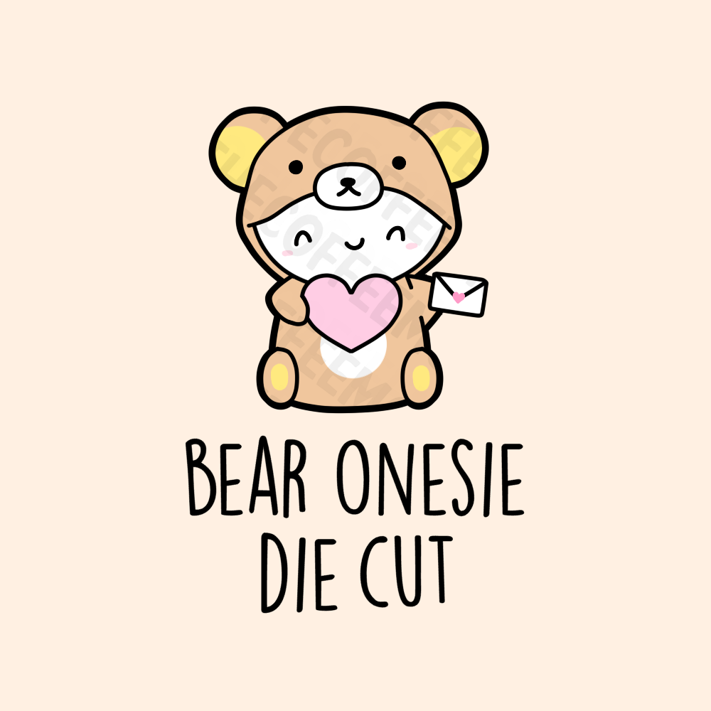 Valentine's Bear Onesie Die Cut