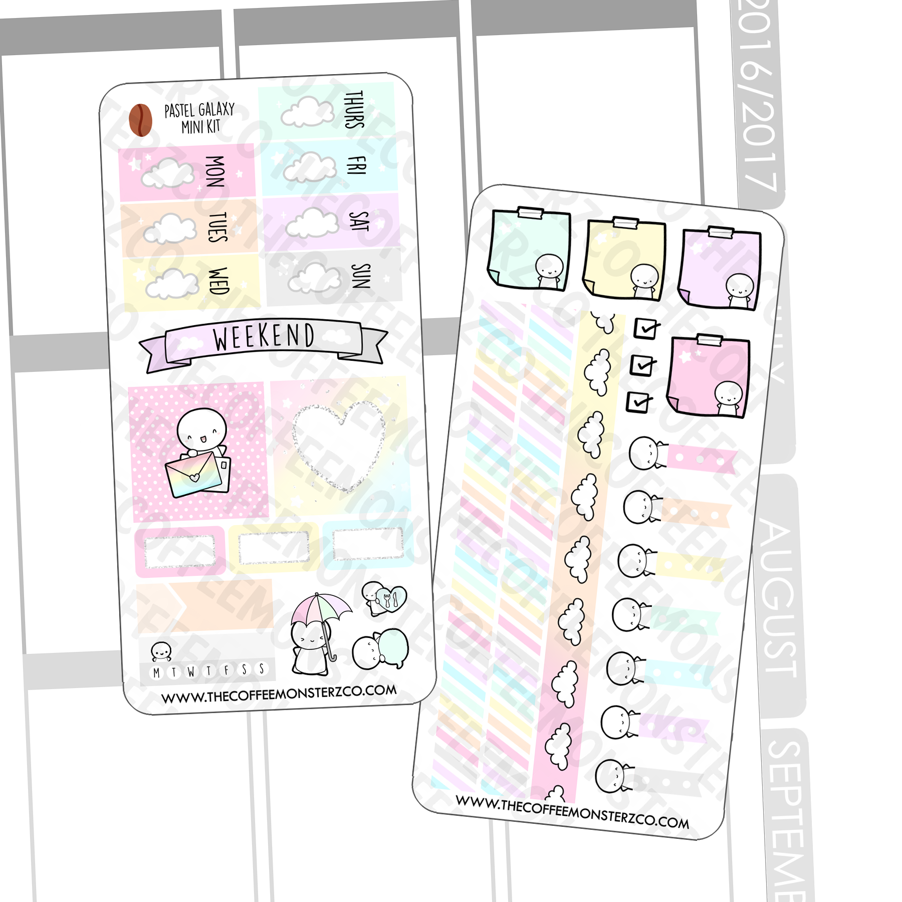 Pastel Galaxy Hobonichi Weeks Kit, TheCoffeeMonsterzCo