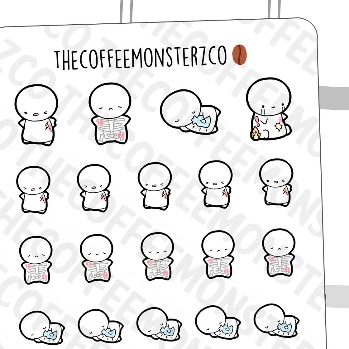 Feeling Achy and Sore Emotis - TheCoffeeMonsterzCo