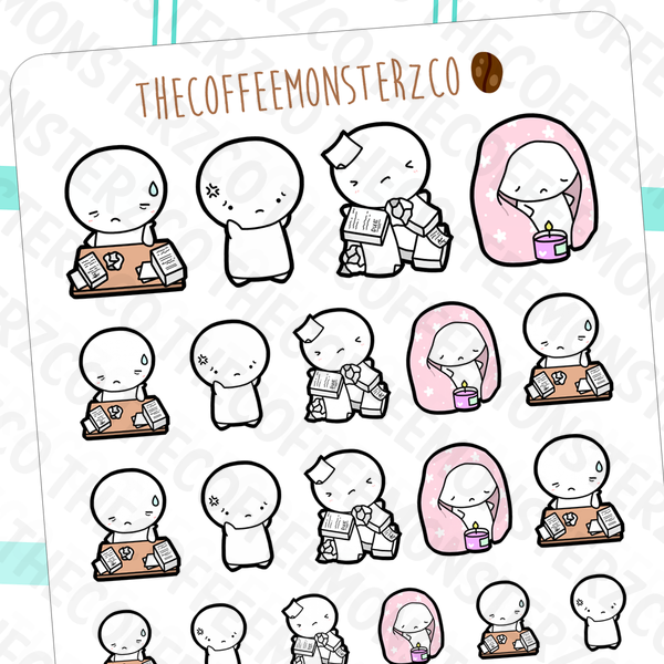 stress / work overload emotis, TheCoffeeMonsterzCo