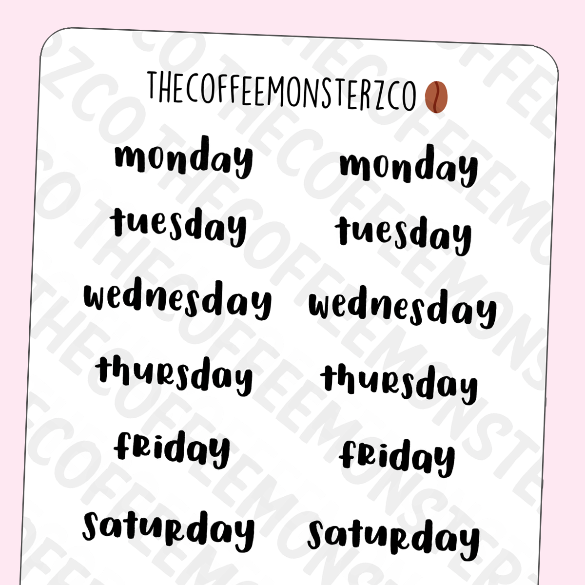 Helen's Lettering: Bold Days of the Week - TheCoffeeMonsterzCo