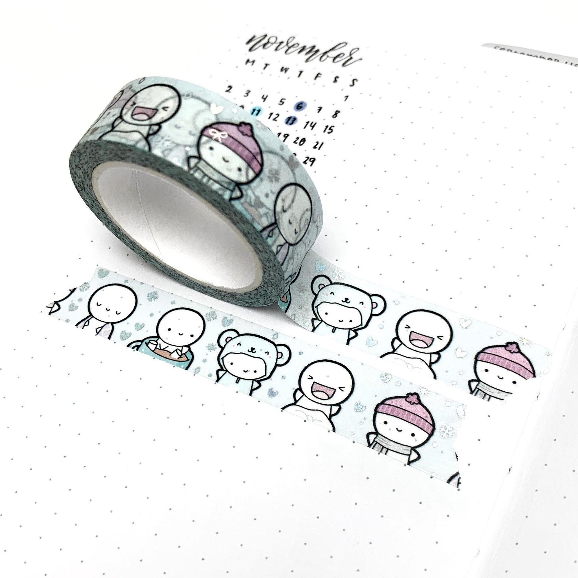 Winter Emotis Washi Tape - 15mm - TheCoffeeMonsterzCo