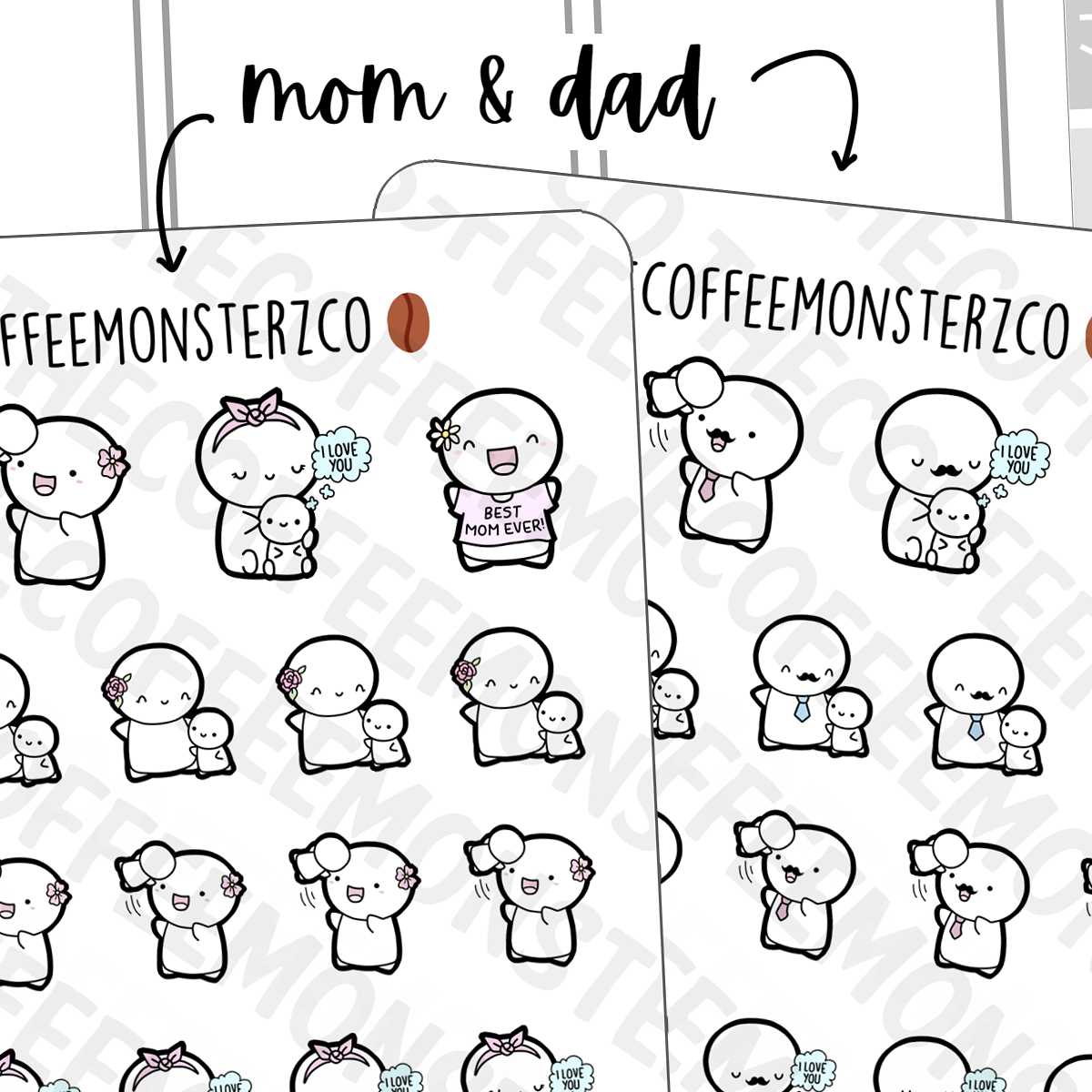 Mom and Dad Emotis - TheCoffeeMonsterzCo