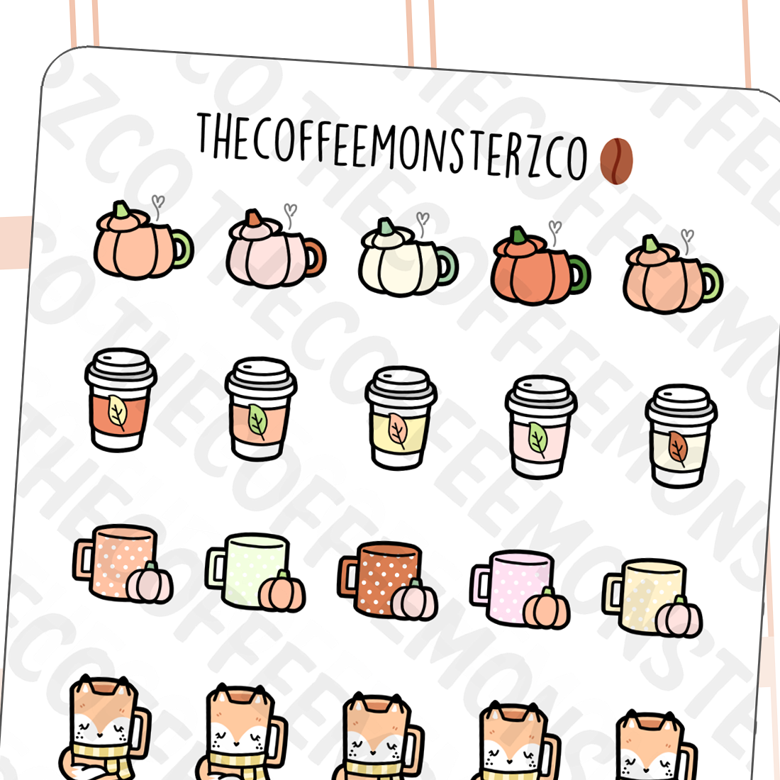 Autumn Mug Doodles (FINAL STOCK) - TheCoffeeMonsterzCo