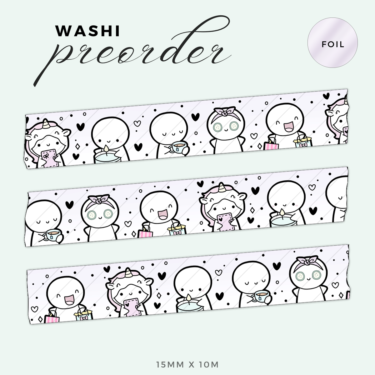 Self Care Emotis 2.0 Washi Tape - 15mm (1 per customer)