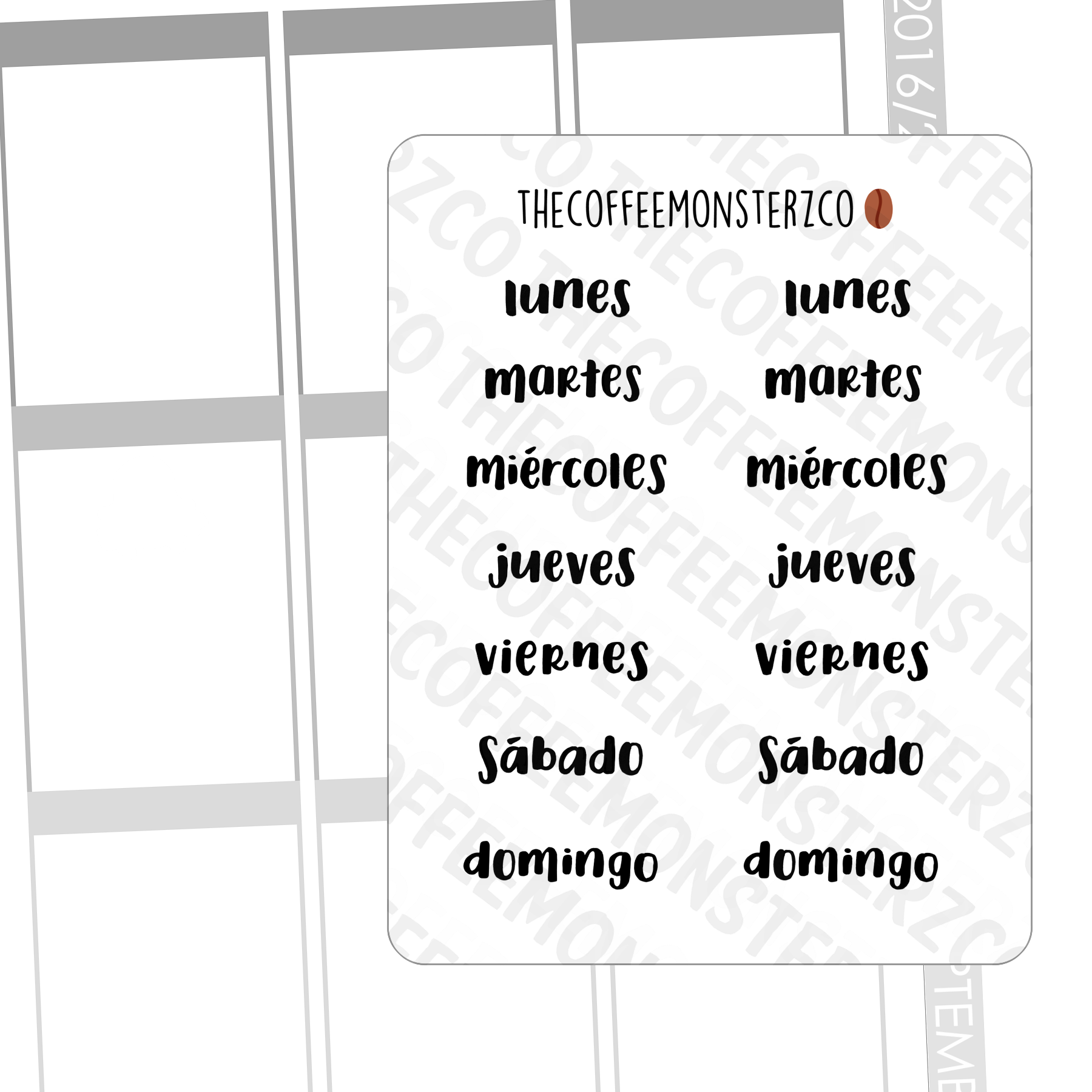 Helen's Lettering: Spanish Days Of The Week