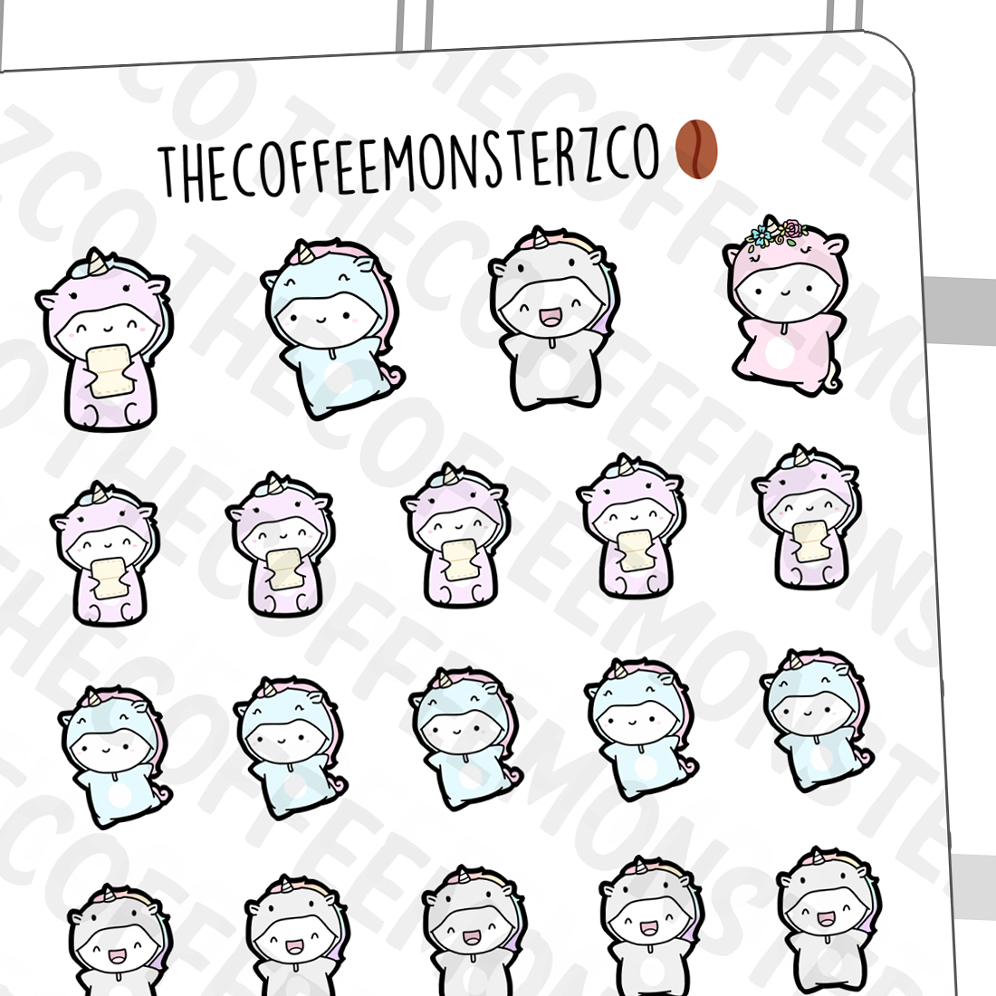 Unicorn Onesies Emotis - TheCoffeeMonsterzCo