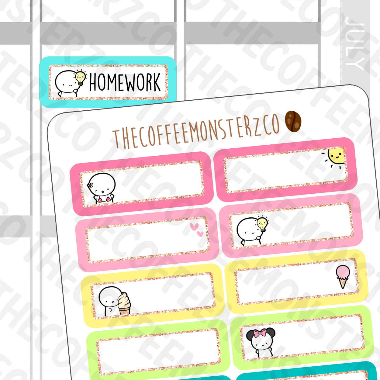 Summer Emoti Labels, TheCoffeeMonsterzCo