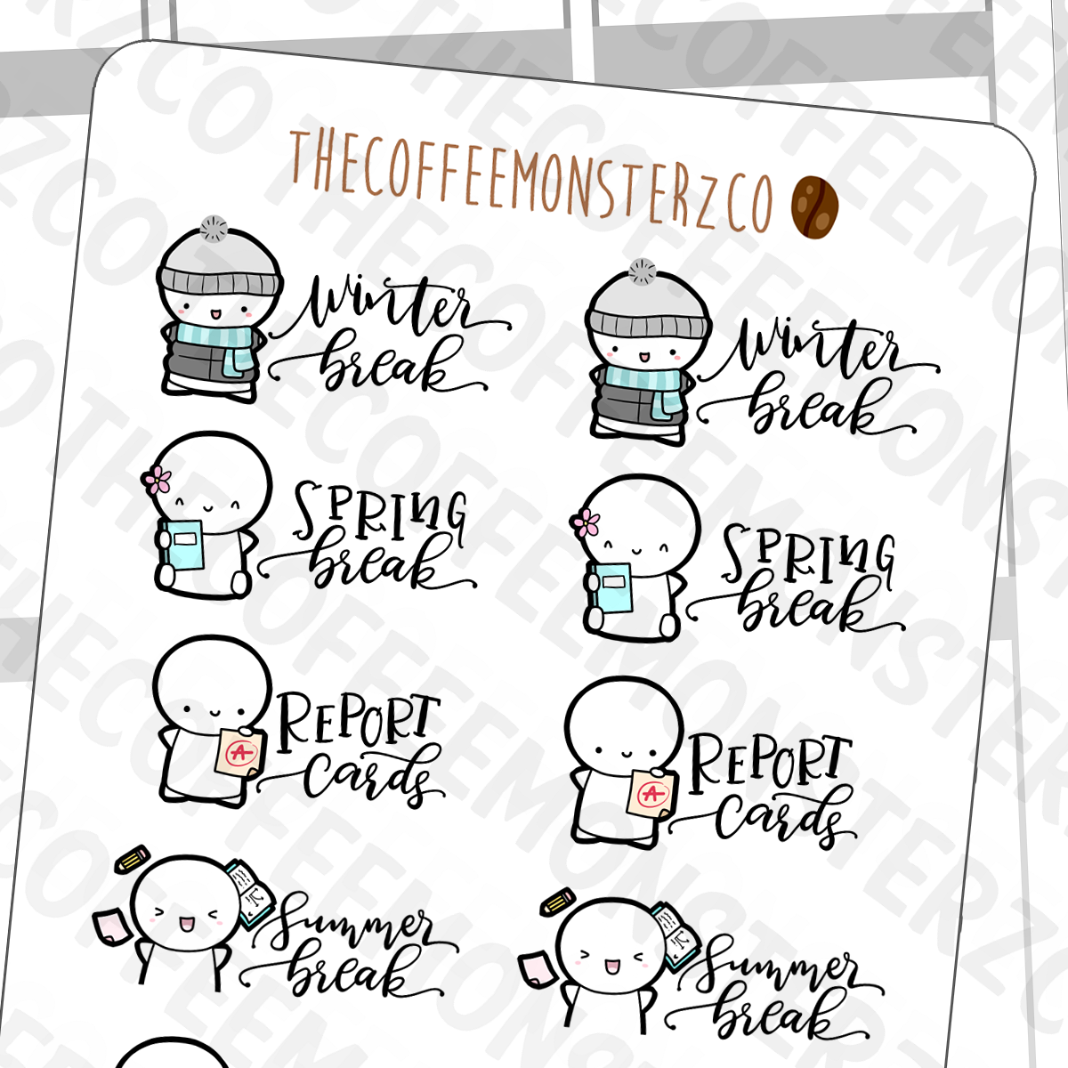 School Bucket List Emotis, TheCoffeeMonsterzCo