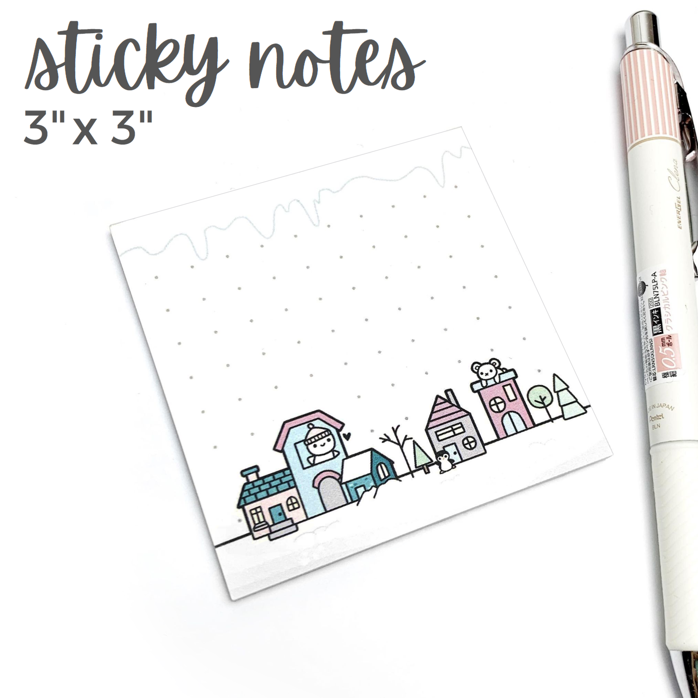 Snowy Neighbourhood Sticky Notes - TheCoffeeMonsterzCo