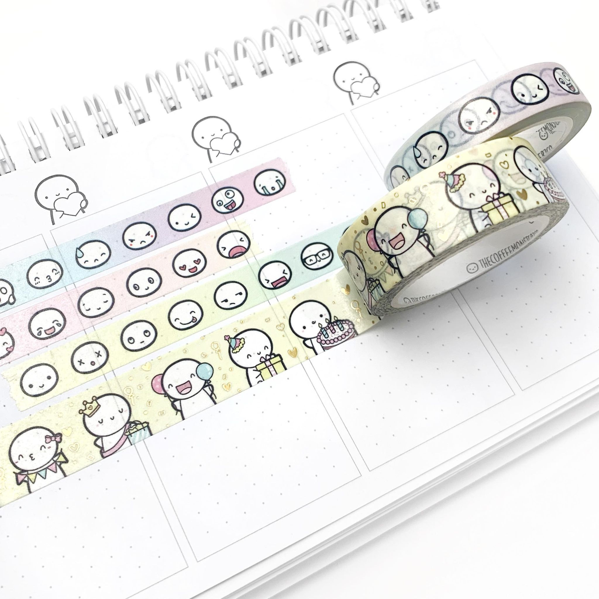 Rainbow Emoti Heads Washi Tape - 10mm (1 per customer)