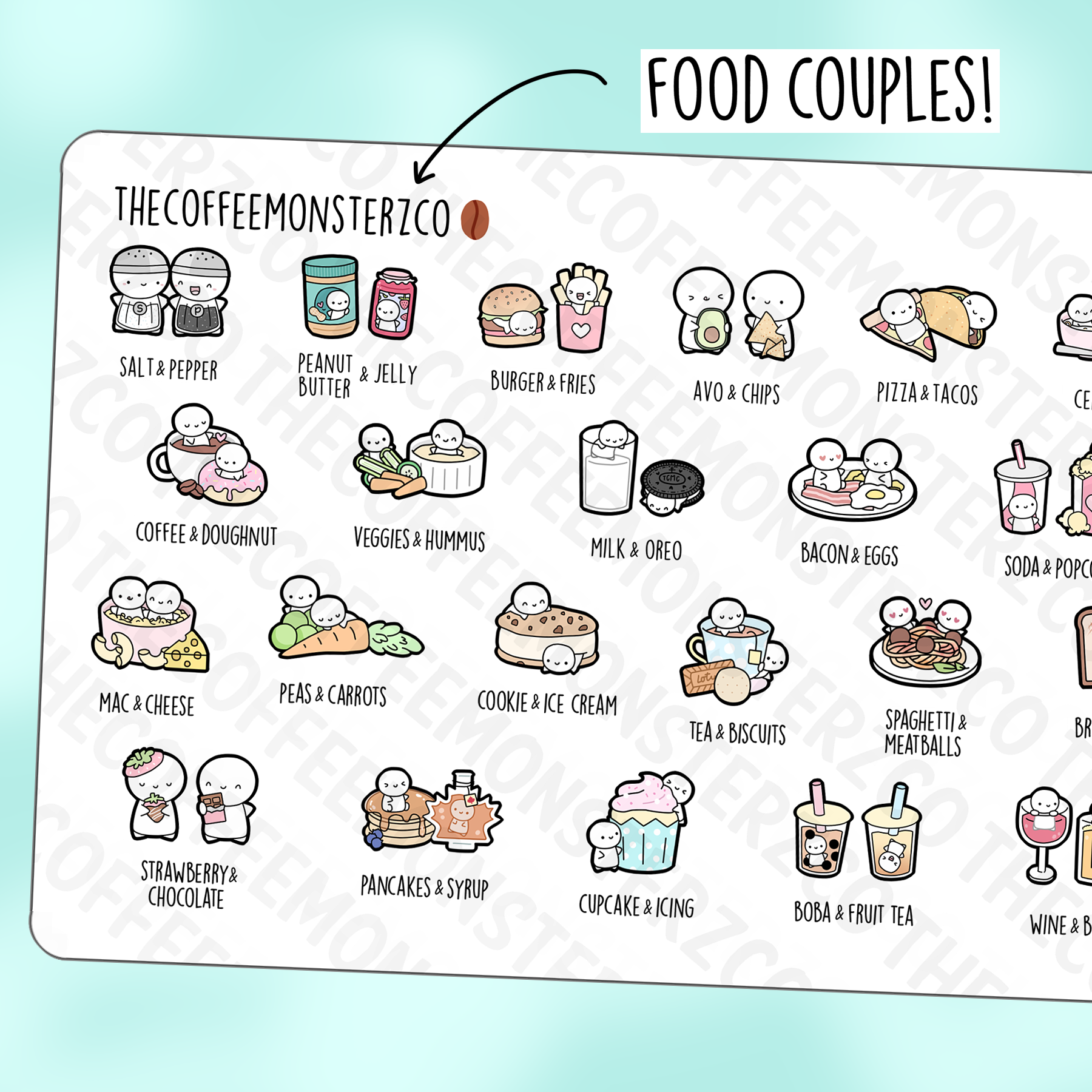 Food Couple Emotis - TheCoffeeMonsterzCo