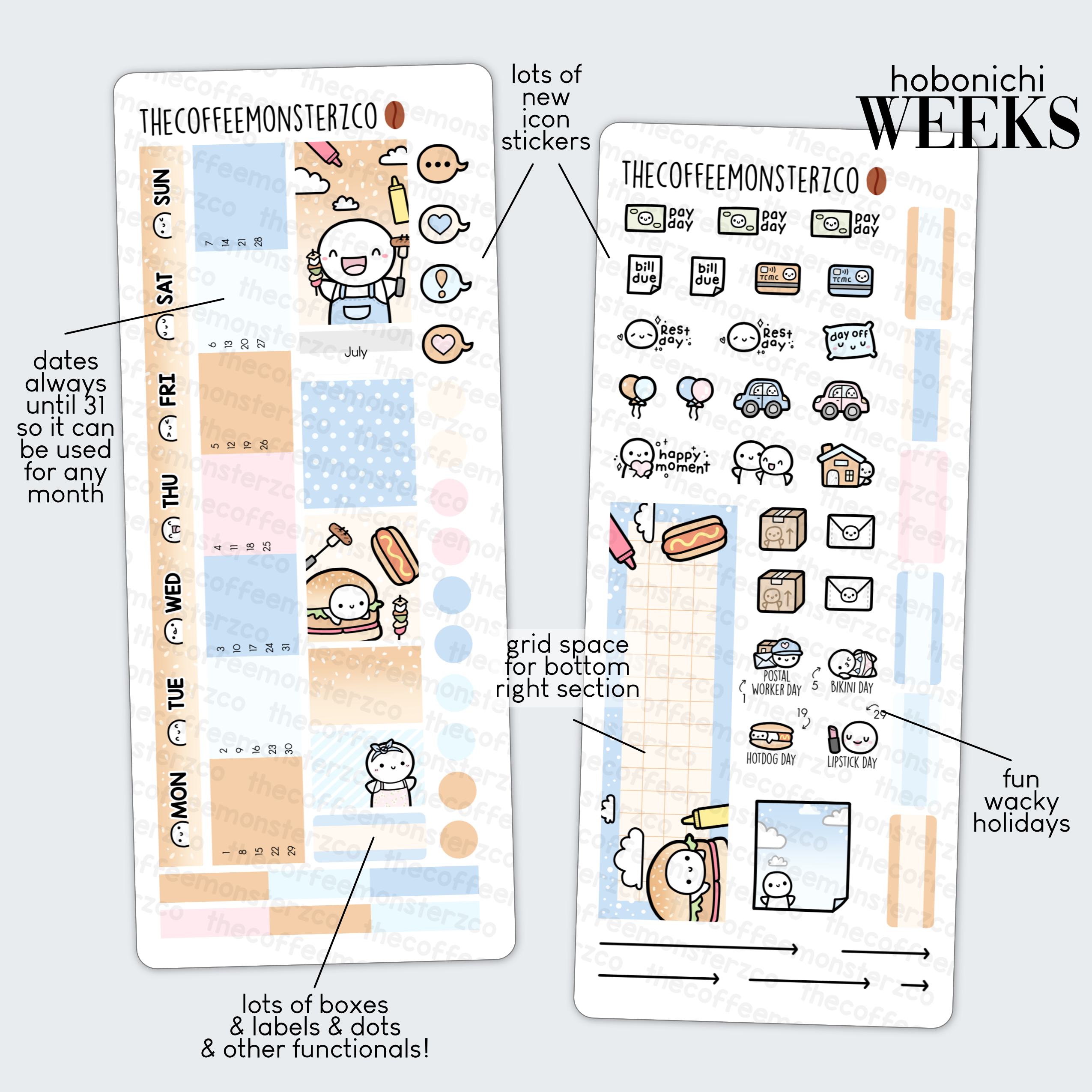 October Hobonichi Weeks Monthly Planner Stickers Kit – Littlestarplans