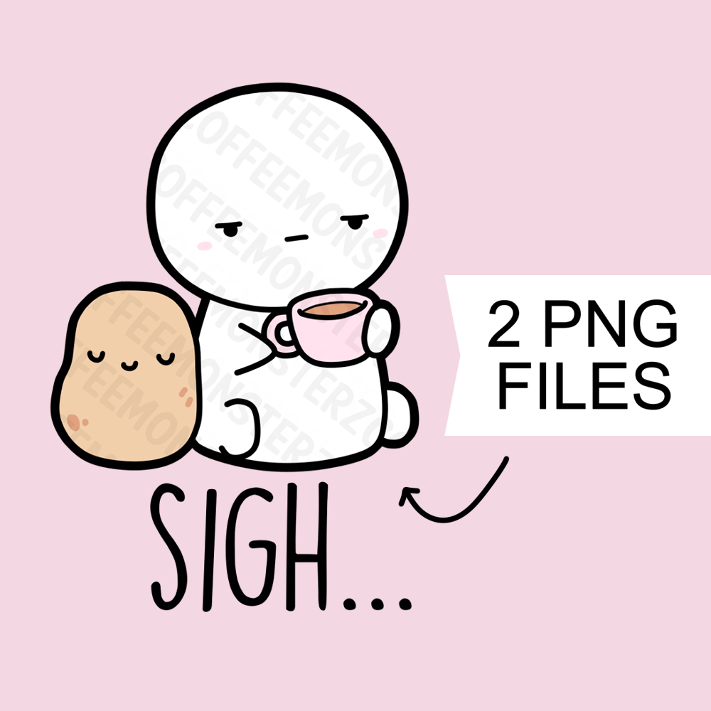 Tired Tater Clipart (Digital File) - TheCoffeeMonsterzCo
