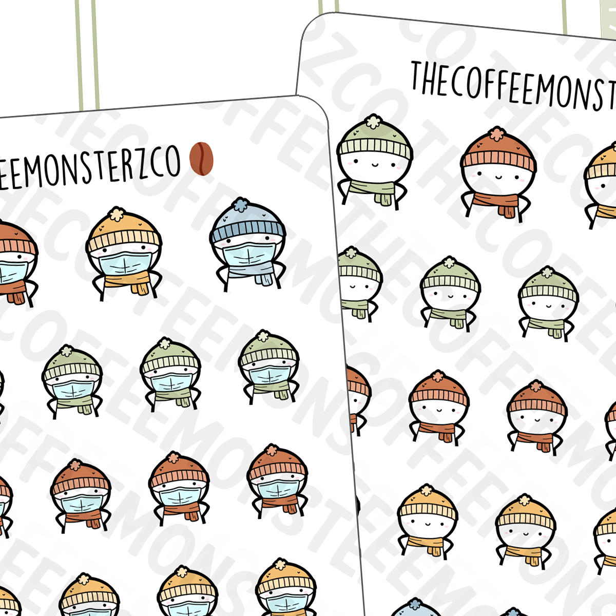 Fall Scarf & Beanie Emotis - TheCoffeeMonsterzCo