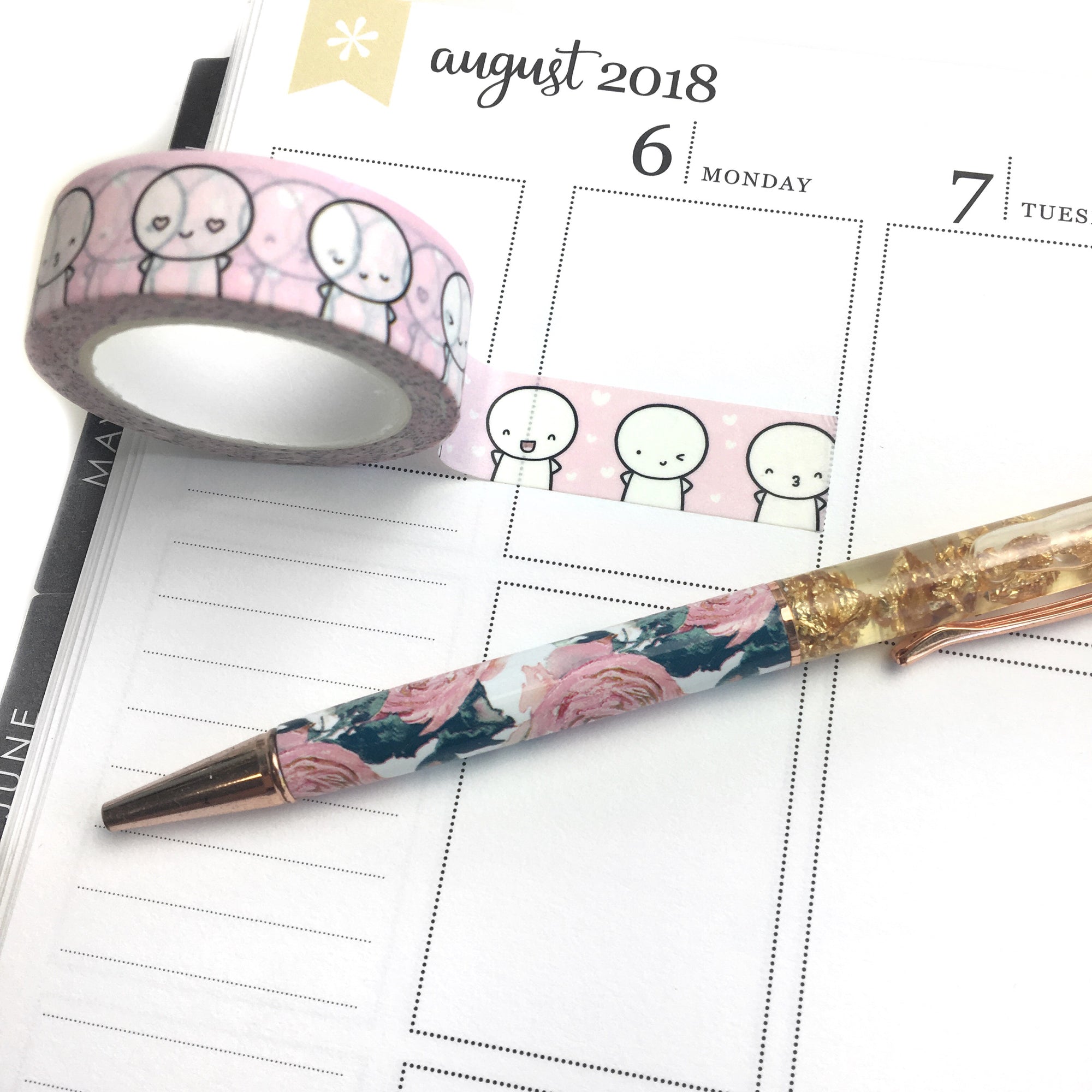 Powder Pink Emoti Washi Tape (2 per person), TheCoffeeMonsterzCo