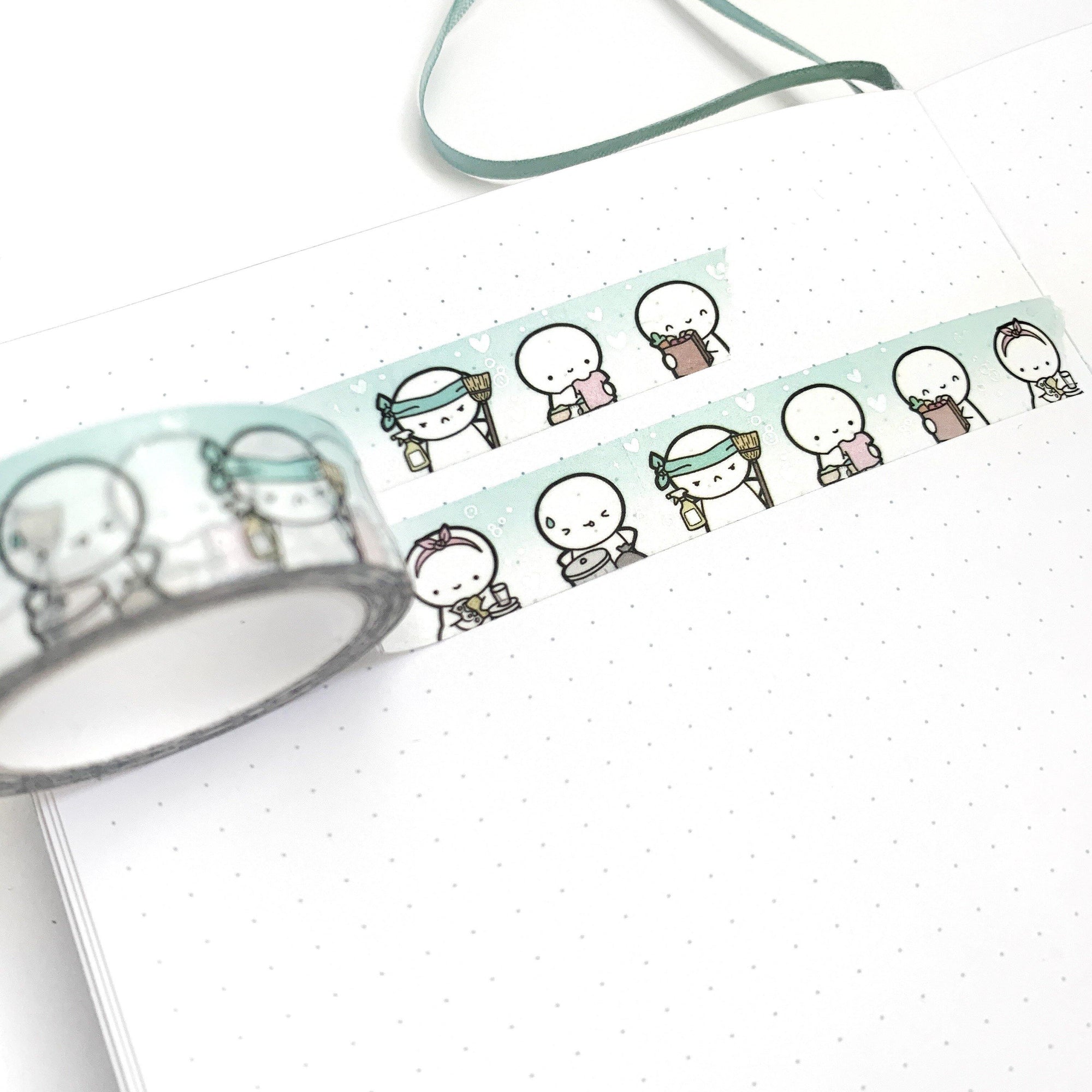Little Chores Emoti Washi Tape - 15mm - TheCoffeeMonsterzCo