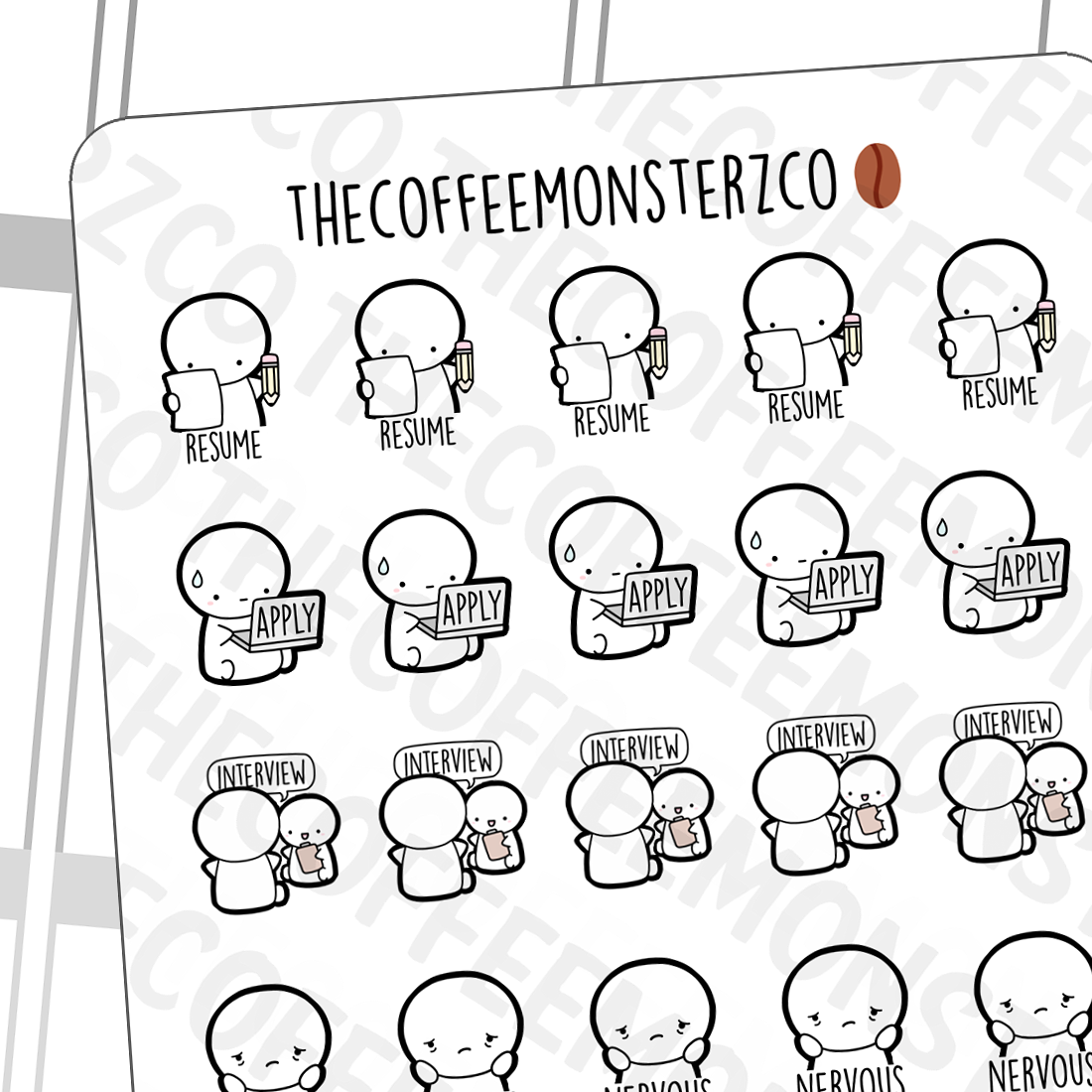 Job Hunt Emotis, TheCoffeeMonsterzCo