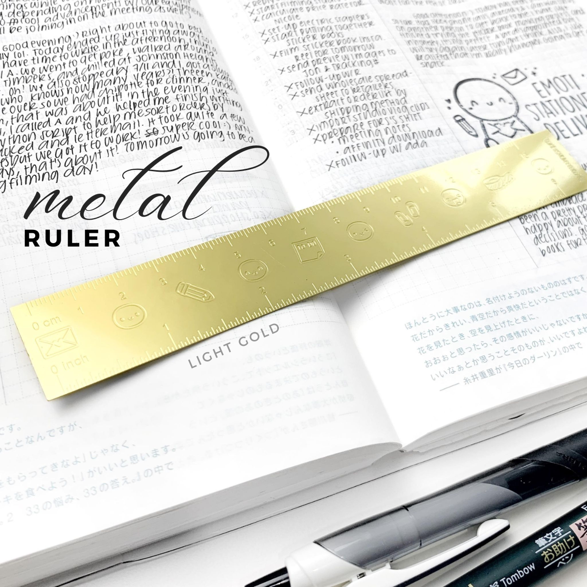 Misfit Light Gold Metal Emoti Ruler