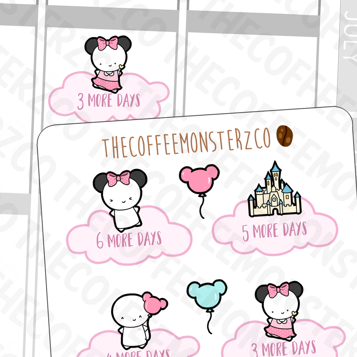theme park countdown emotis, TheCoffeeMonsterzCo