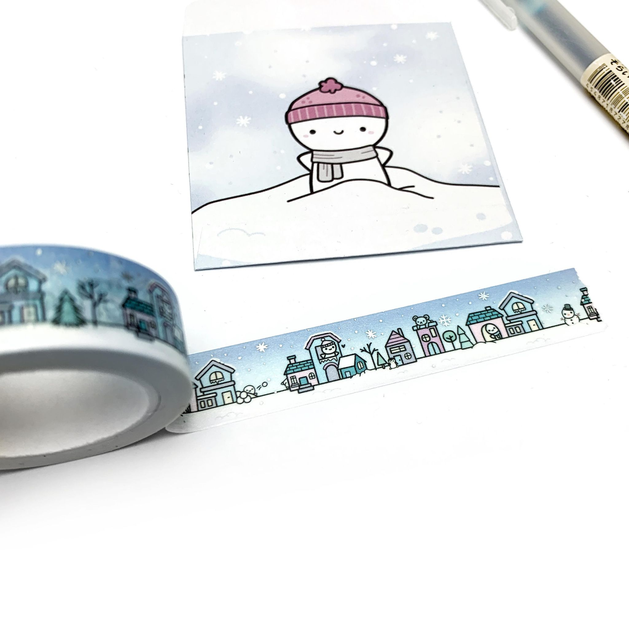 Snowy Neighbourhood Washi Tape - 15mm - TheCoffeeMonsterzCo