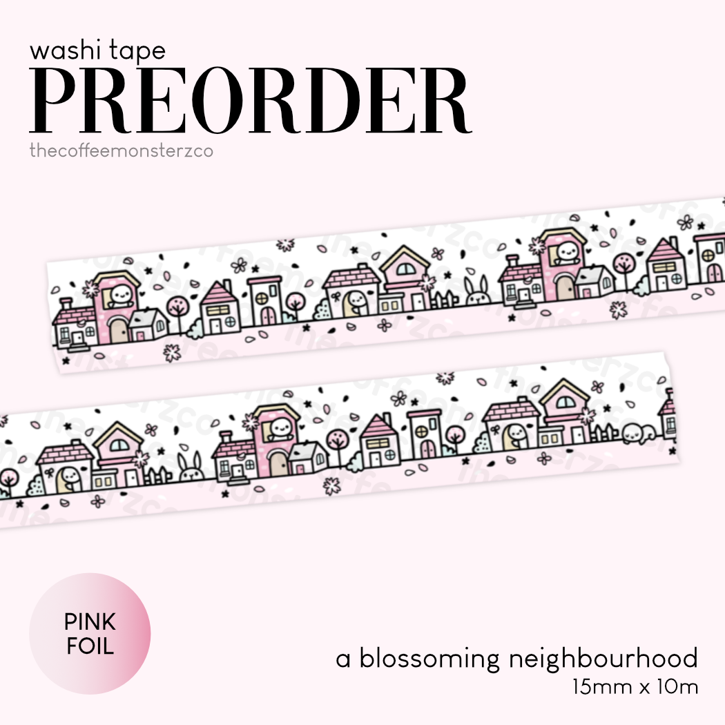 PREORDER A Blossoming Neighbourhood Washi Tape - 15mm