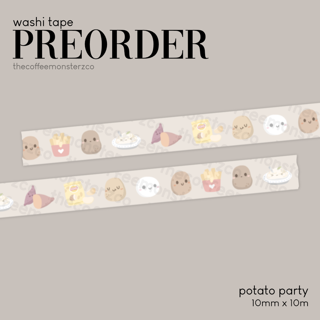 PREORDER Potato Party Washi Tape - 10mm
