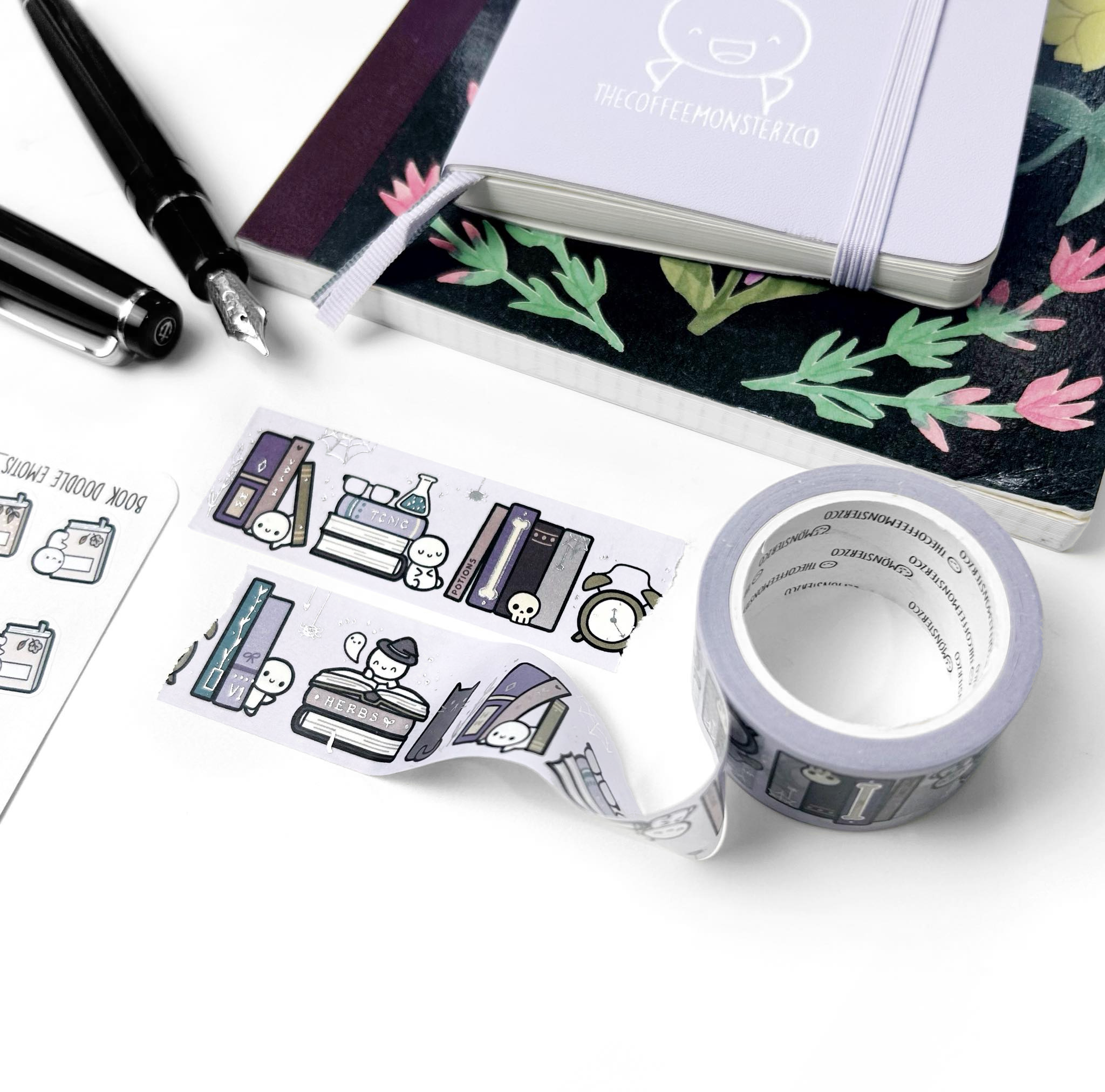 Spooky Bookshelf Washi Tape - 1" (1 per customer)
