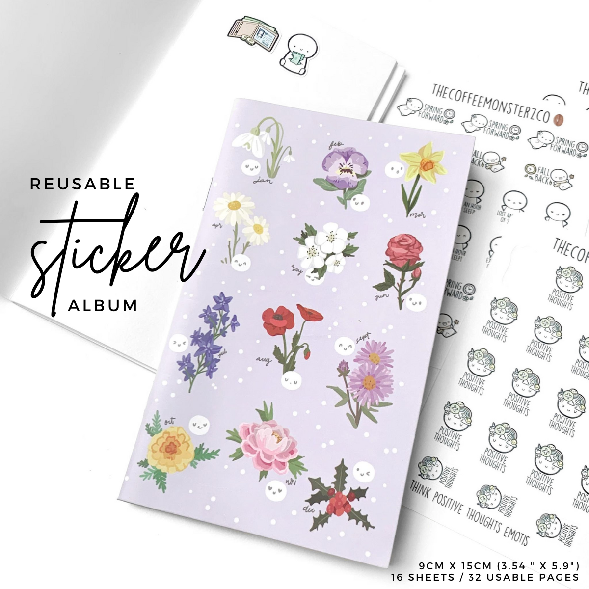 Birth Month Flowers - Reusable Sticker Album