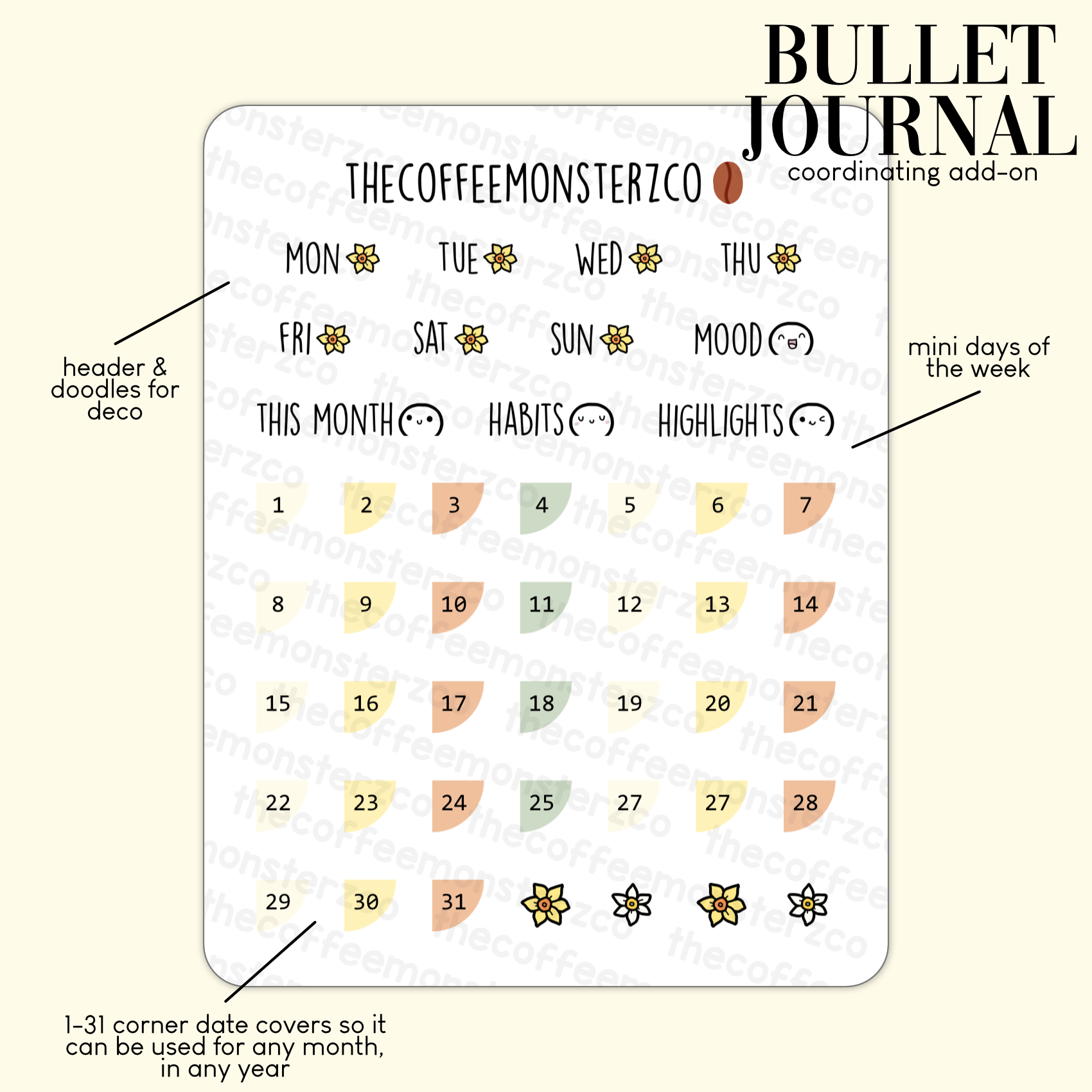 March Premade Bullet Dotted Journal Planner Pages Instant -  Sweden