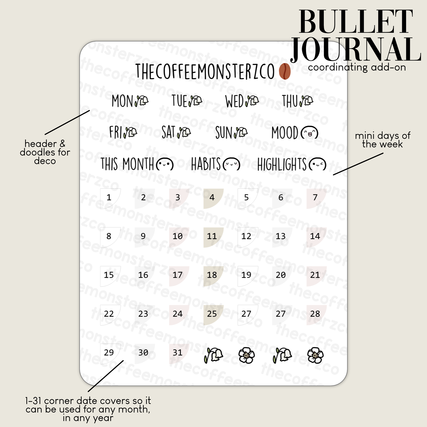 2024 Coordinating Add-ons - Bullet Journal - Part 1 – TheCoffeeMonsterzCo