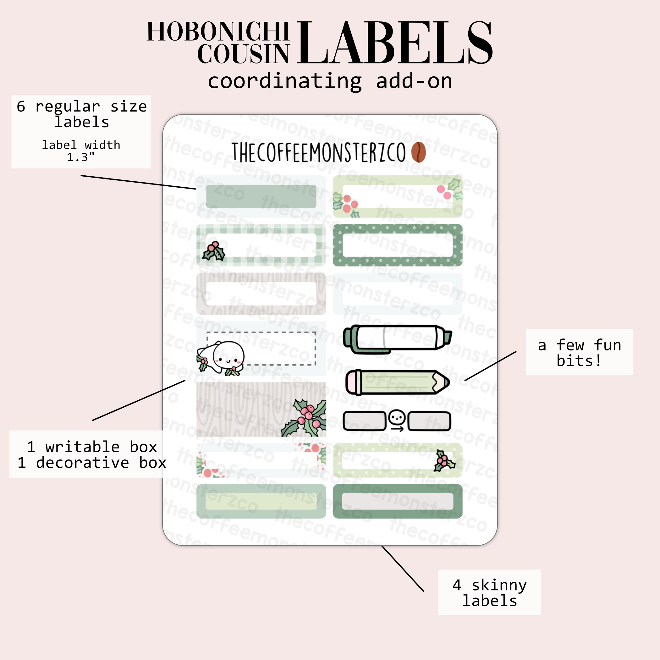 2024 Coordinating Add-ons - Hobonichi Cousin (1.30&quot;) Labels - Part 2