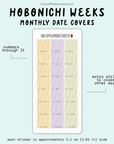 2025 Hobonichi Weeks Monthly Date Covers