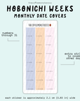 2025 Hobonichi Weeks Monthly Date Covers