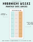 2025 Hobonichi Weeks Monthly Date Covers